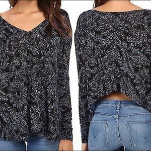 Free People Black Combo Sahara Long Sleeve Top S